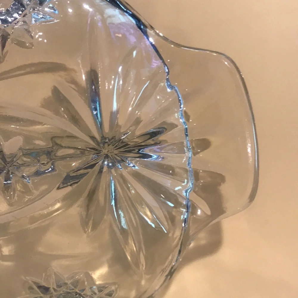 Oval Clear Crystal Glass Divided Candy Nut Relish  Serving Dish